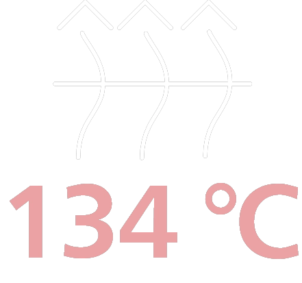 134 degrees celcius, 273 degrees fahrenheit